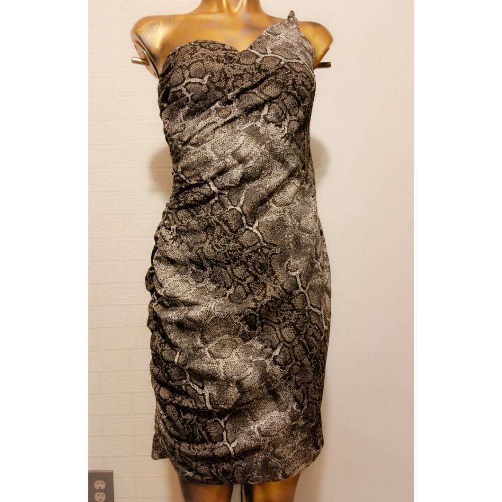 Andrew Marc | Gray Snakeskin Print Dress